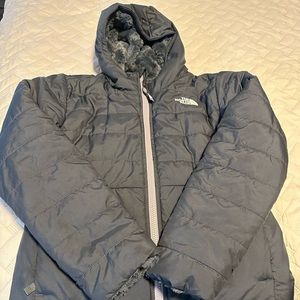 Long reversible girls North Face jacket with hood